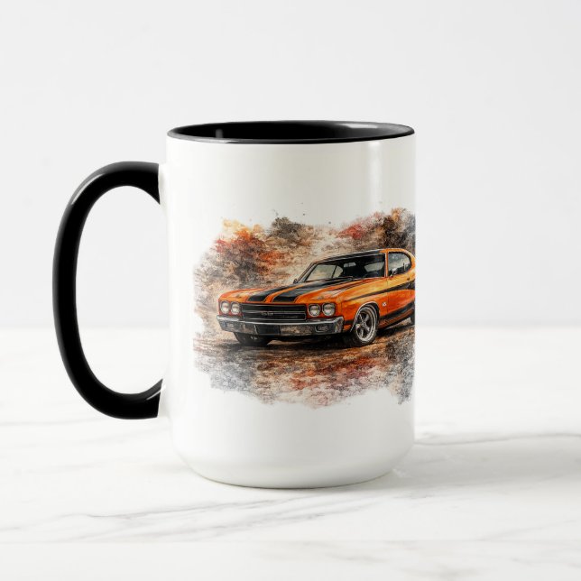 Caneca de Café de Carro Americano Antigo e Potente (Esquerda)