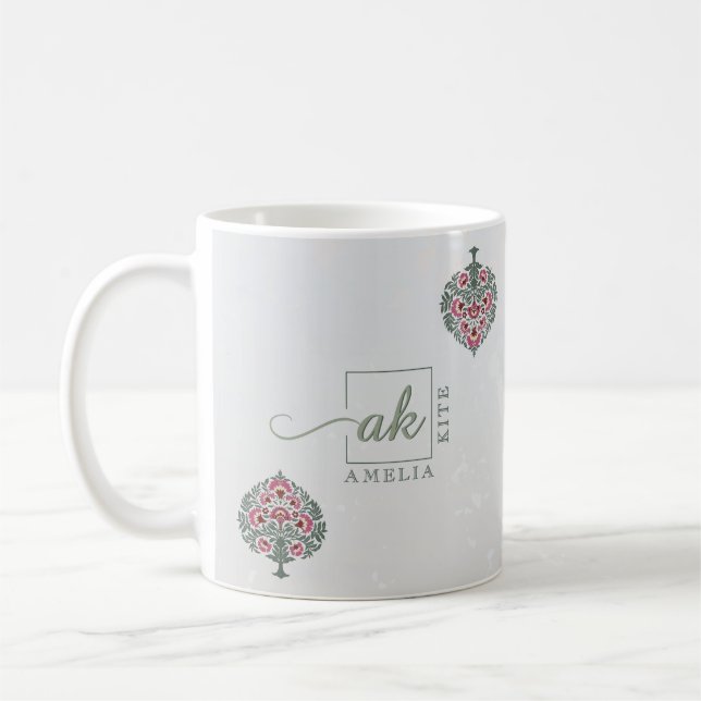 Caneca de café de casamento com estampa floral Mug (Esquerda)