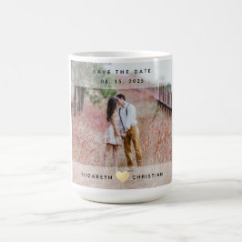 Caneca de Café de Casamento Salvar a Data da Foto