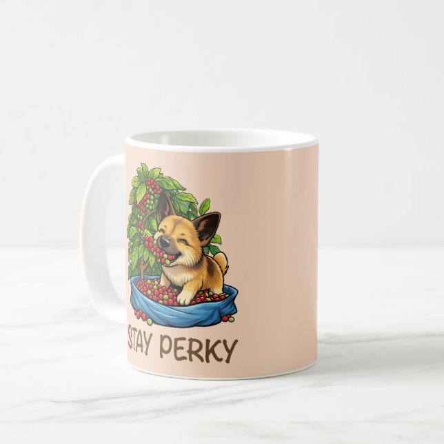 Caneca de Café de Cerâmica Cachorro Fofo Fique Ani (Frente Esquerda)