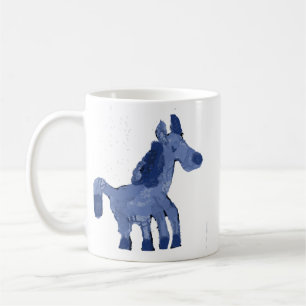 Caneca de Café de Cerâmica Cavalo Azul Pintado Cap