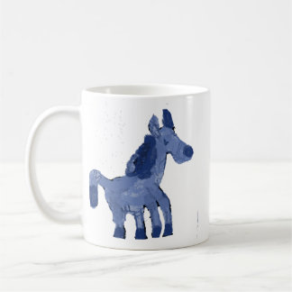 Caneca de Café de Cerâmica Cavalo Azul Pintado Cap
