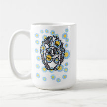Caneca de Café de Cerâmica com Gambá Fofo e Flores