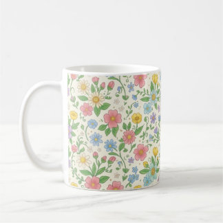 Caneca de Café de Cerâmica Floral de Flor Silvestr