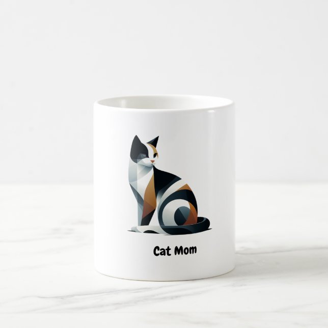 Caneca de Café de Cerâmica Mãe Gata Calico Fofa (Centro)