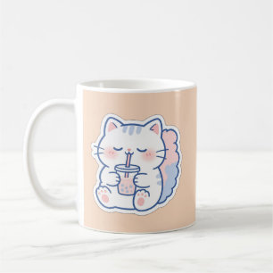 Caneca de Café de Chá de Bolhas de Gato Kawaii Fof