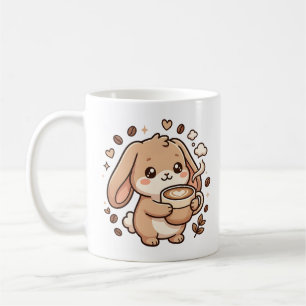 Caneca de Café de Coelho Fofo Coração de Latte