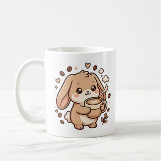 Caneca de Café de Coelho Fofo Coração de Latte