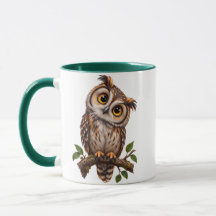 Caneca de Café de Coruja Fofa com Duas Faces 