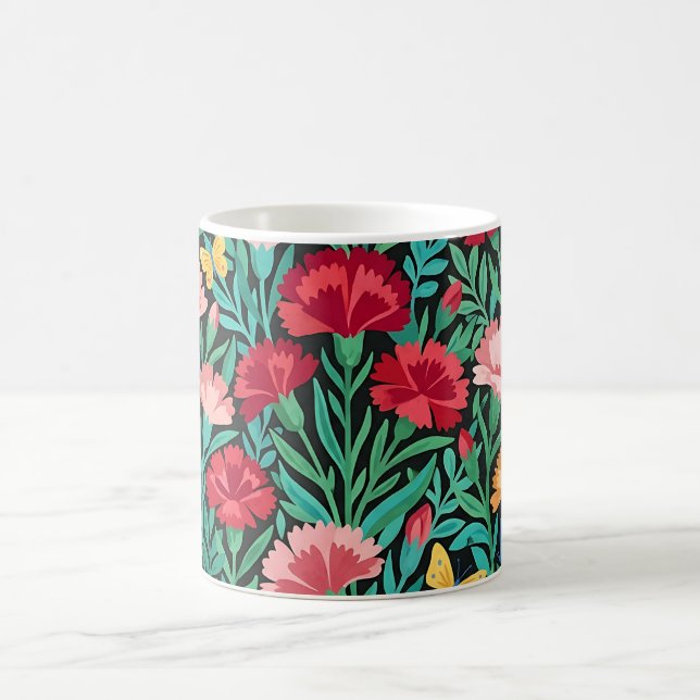 Caneca de Café de Cravos Escandinavos Abstratos (Centro)