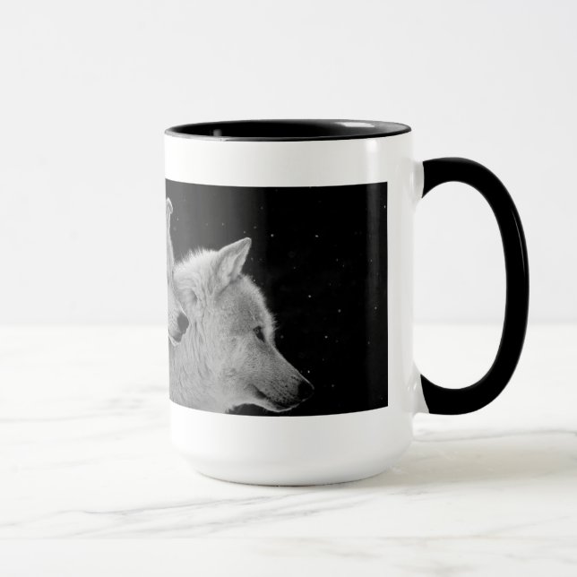 Caneca de café de dois lobos cinzentos (Direita)