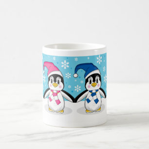 Caneca de café de dois pinguins