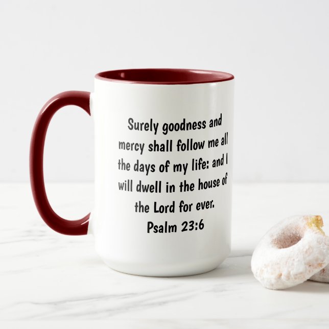 Caneca de café de duas cores com Salmo 23:6 person (Com Donut)