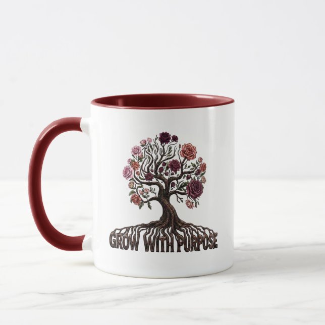 Caneca de Café de Duas Cores Floral Grow With Purp (Esquerda)