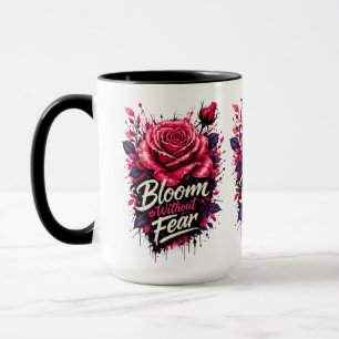 Caneca de Café de Duas Cores Rosa Floral 'Floresça