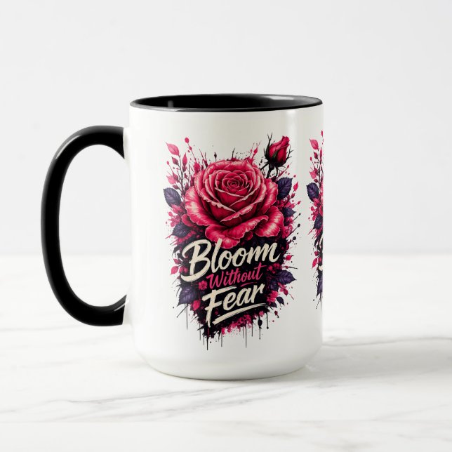 Caneca de Café de Duas Cores Rosa Floral 'Floresça (Esquerda)