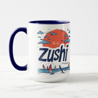 Caneca de Café de Duas Cores Zushi Windsurf Pôr do
