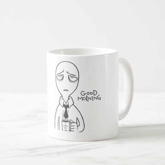 Caneca de Café de Escritório de Alien Engraçado -  (Frente Esquerda)
