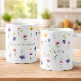 Caneca de Café de Flores Silvestres Personalizada 