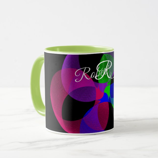 Caneca de Café de Fusão Geométrica Multicolorida (Frente Esquerda)