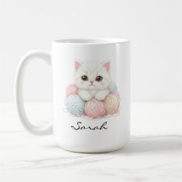 Caneca de Café de Gatinho de Tricô Personalizada