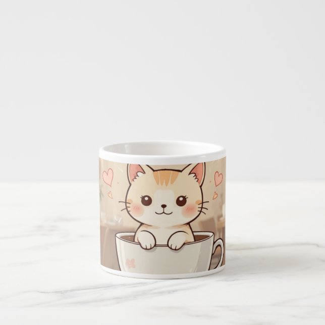 Caneca de Café de Gatinho Kawaii Fofo | Presente p (Frente)