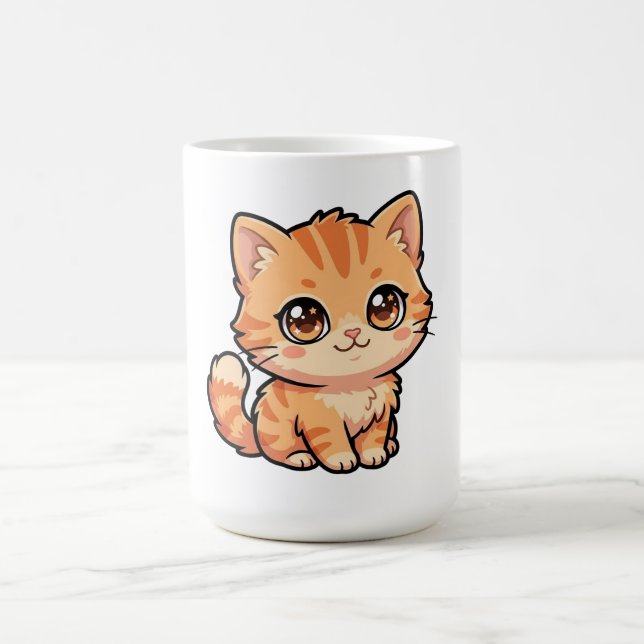 Caneca de Café de Gatinho Malhado Laranja Fofa (Centro)