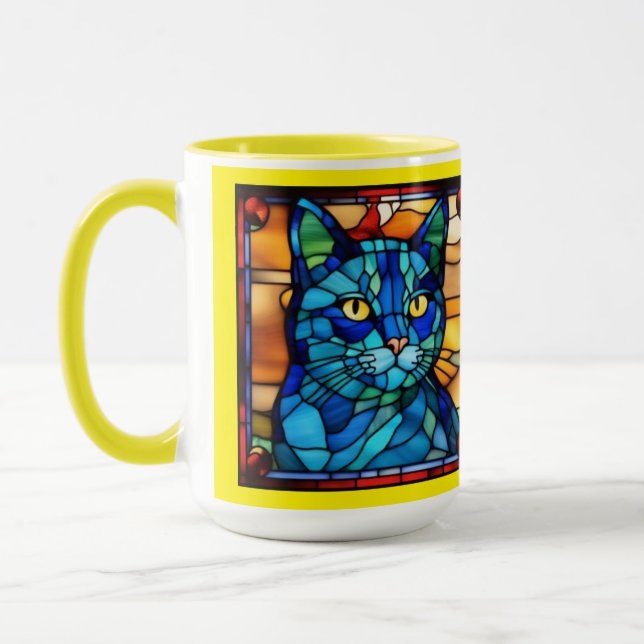 Caneca de Café de Gato Azul Fofo (Esquerda)