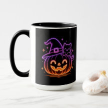 Caneca de café de gato de abóbora de Halloween Neo