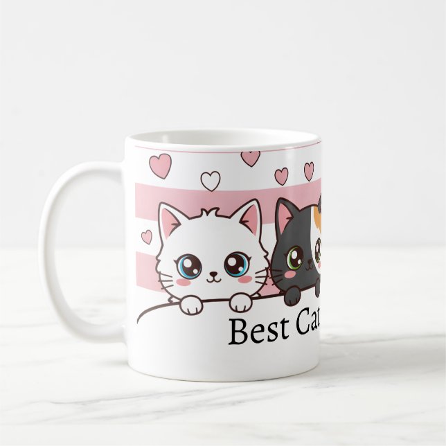 Caneca de Café de Gato de Desenho Animado Adorável (Esquerda)