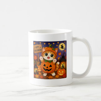 Caneca de café de gato engraçado do feliz Hallowee