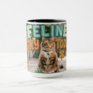 Caneca de Café de Gato Engraçado Feliz Hoje