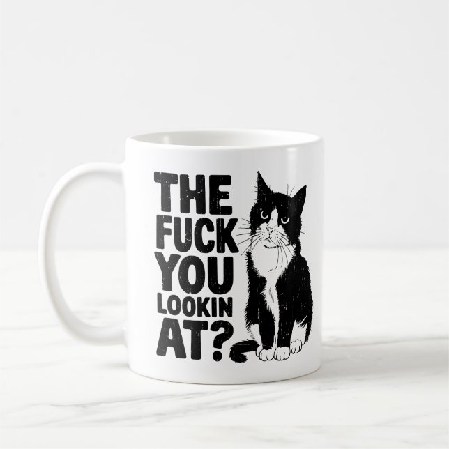 Caneca de Café de Gato Engraçado para Citação de G (Esquerda)