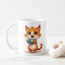 Caneca de Café de Gato Fofo – Design de Desenho An