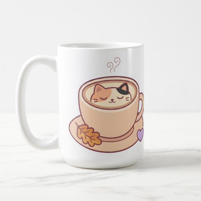 Caneca de Café de Gato Fofo Kawaii  (Esquerda)
