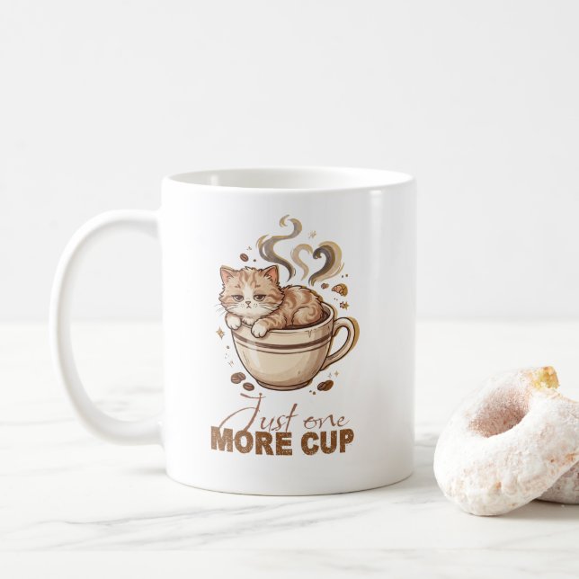 Caneca de Café de Gato Fofo | Presente Divertido d (Com Donut)