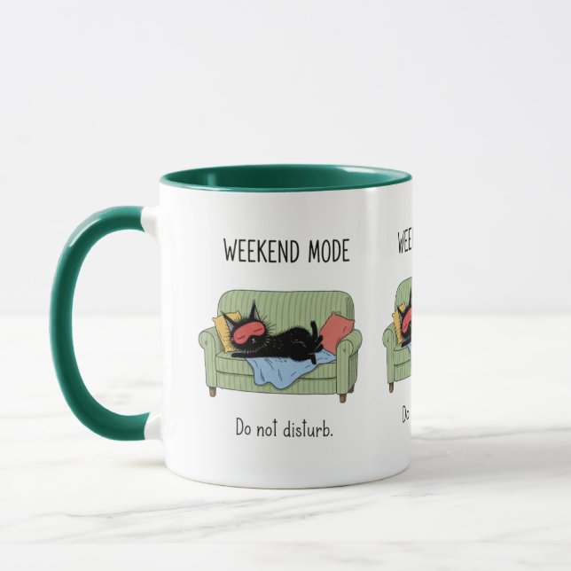 Caneca de Café de Gato no Modo Fim de Semana Prese (Esquerda)