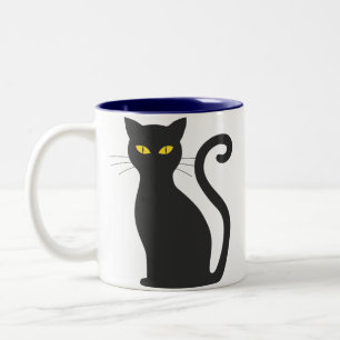 Caneca de café de gato preto assustadora