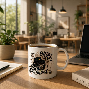 Caneca de Café de Gato Preto Engraçada para Introv