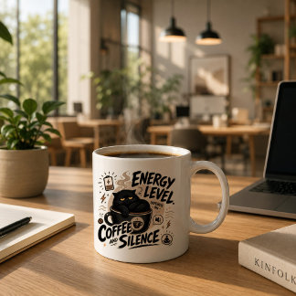 Caneca de Café de Gato Preto Engraçada para Introv