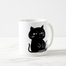 Caneca de Café de Gato Preto Fofo e Gorducho