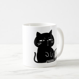 Caneca de Café de Gato Preto Fofo e Gorducho