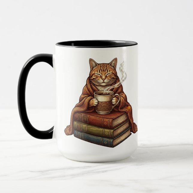 Caneca de Café de Gato Sonolento (Esquerda)