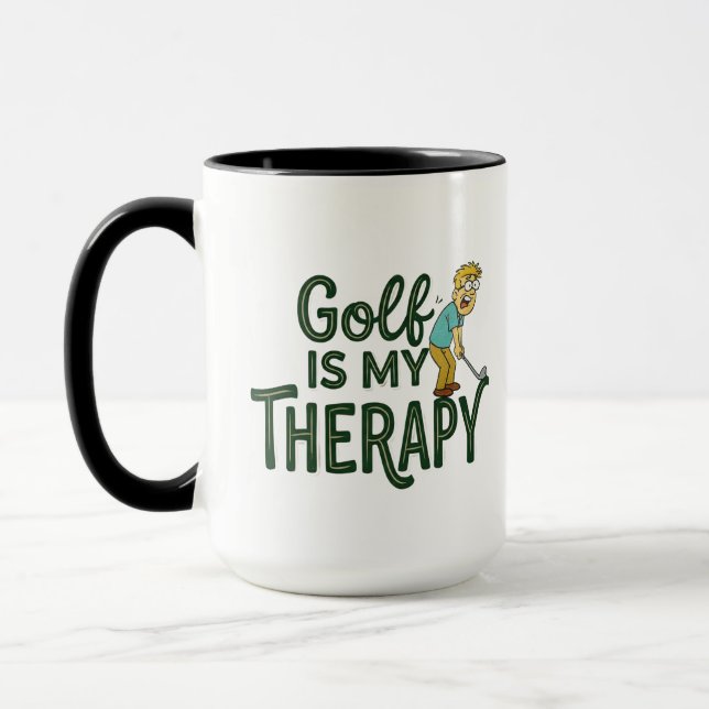 Caneca de Café de Golfista - Golfe é Minha Terapia (Esquerda)