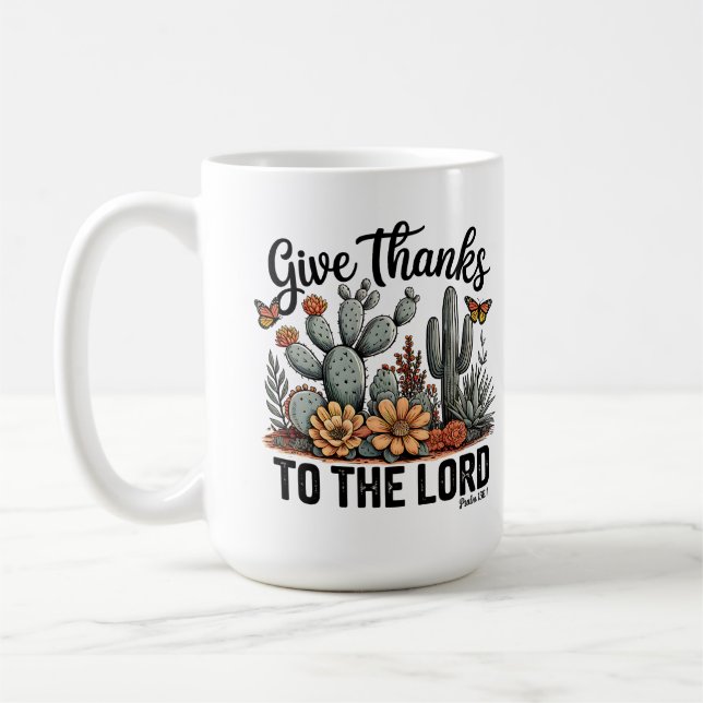 Caneca De Café Dê Graças ao Senhor Cacto Deserto  (Esquerda)