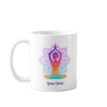 Caneca de Café de Ioga Mandala com Nome Personaliz