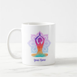 Caneca de Café de Ioga Mandala com Nome Personaliz