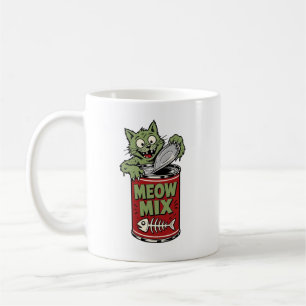 Caneca de Café de Lata Abrindo Gato Zumbi Engraçad