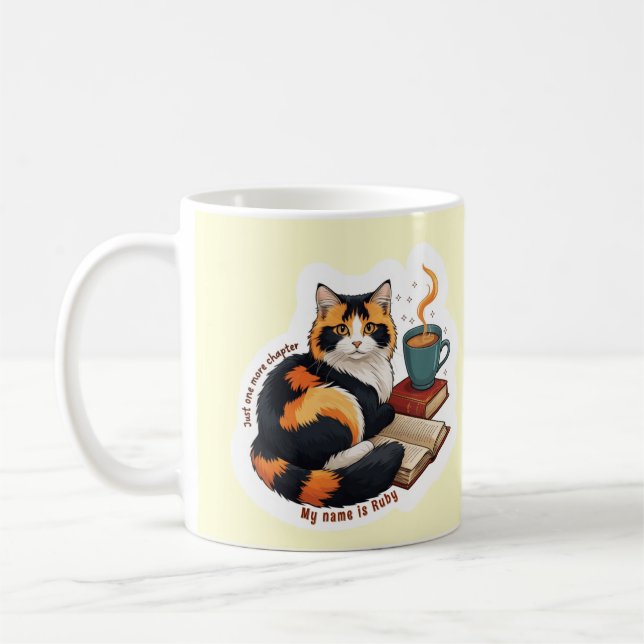 Caneca de Café de Leitura Personalizada Gato Calic (Esquerda)