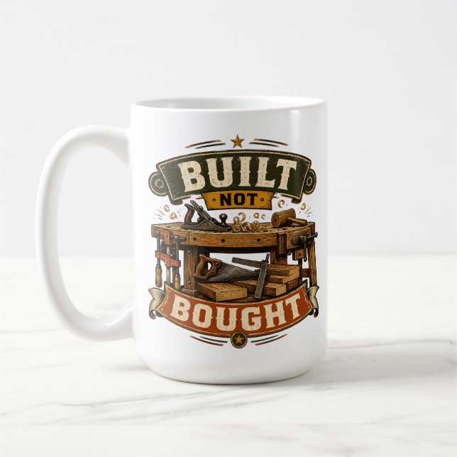 Caneca de Café de Marcenaria Feita Não Comprada (Esquerda)